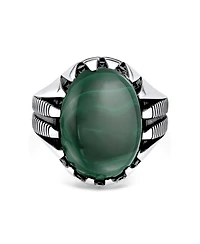 Bling Jewelry Biker Animal Claw Set Large Oval Cabochon Signet Statement Western Ring Oxidized Silver