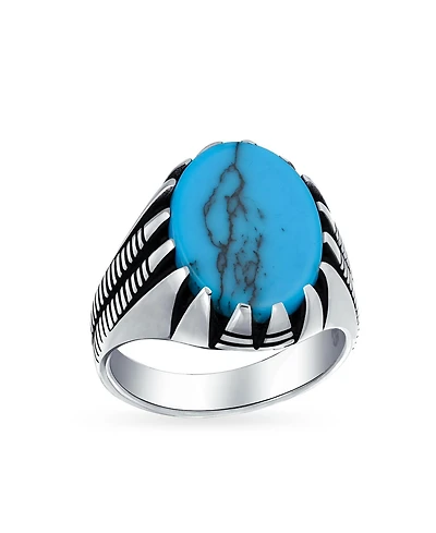 Bling Jewelry Biker Animal Claw Set Large Oval Cabochon Signet Statement Western Ring Oxidized Silver