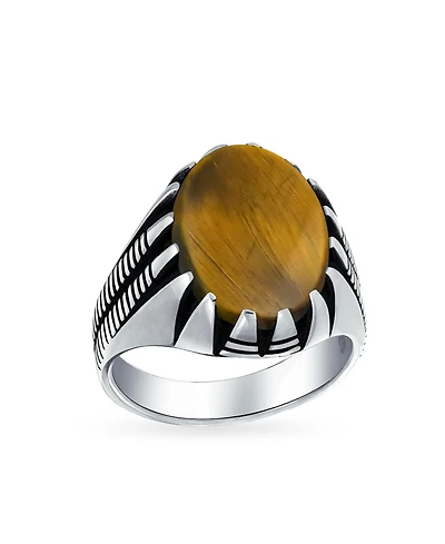 Bling Jewelry Biker Jewelry Animal Claw Set Large Oval Cabochon Signet Statement Western Ring Oxidized Silver