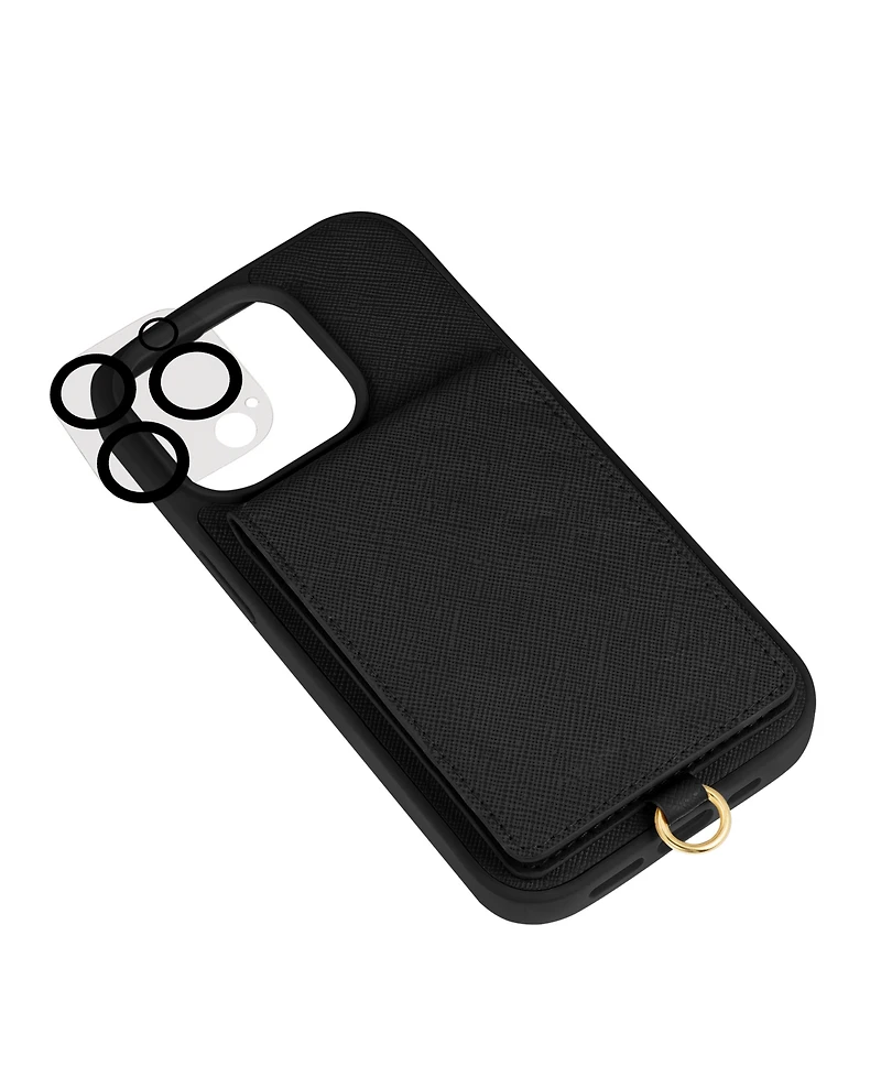 Anne Klein Women's Black Saffiano Leather iPhone Pro Case