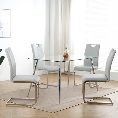 Streamdale Furniture Set of 4 Modern Faux Leather Dining Chairs