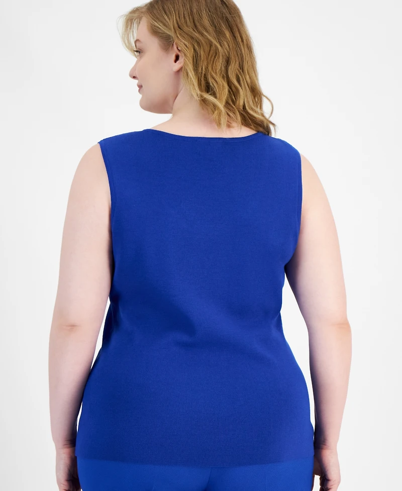 Tahari Asl Plus Size Scoop Neck Sleeveless Sweater