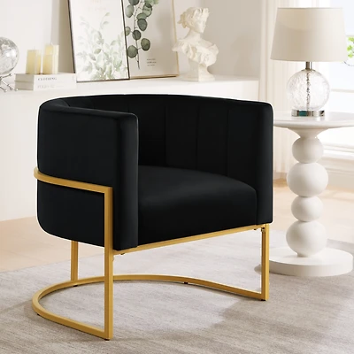 Simplie Fun Golden Metal Accent Chair with Velvet Upholstery
