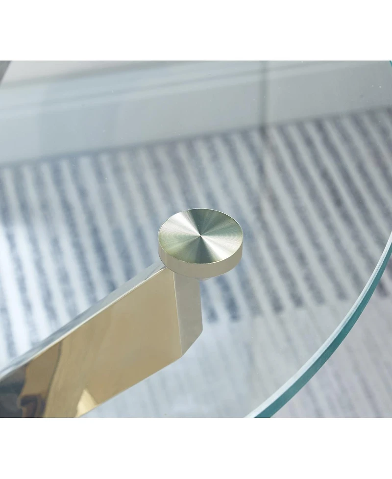 Streamdale Furniture Modern Round Tempered Glass End Table With Stainless Steel Legs