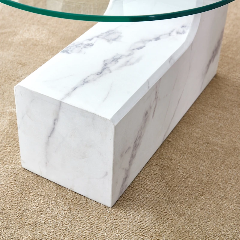 Marble Textured Mdf Coffee Table Set for Home Decor