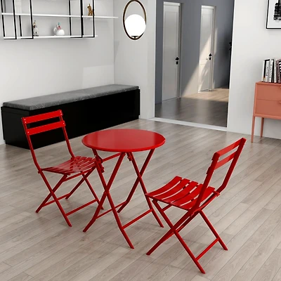 Streamdale 3 Piece Patio Bistro Set Of Foldable Round Table And Chairs