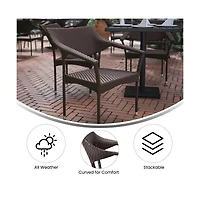 Merrick Lane Cheri Fade And Weather Resistant Modern Pe Rattan Patio Dining Chair With Reinforced Steel Frame