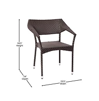 Merrick Lane Cheri Fade And Weather Resistant Modern Pe Rattan Patio Dining Chair With Reinforced Steel Frame, Set of 4