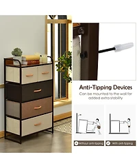 Sugift 4-Tier Organizer Tower Steel Frame Wooden Top Storage with 5-Drawer Dresser