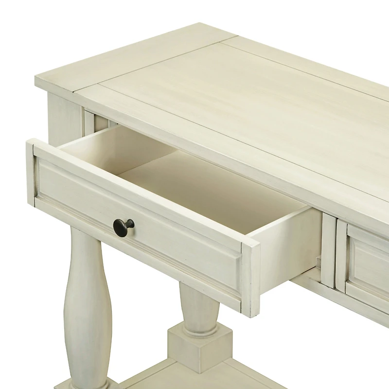 Streamdale 63" Long Navy Console Table with Drawers & Shelf