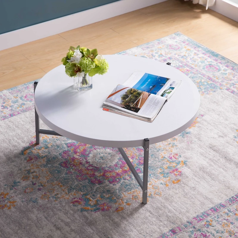 Simplie Fun Coffee Table White Silver
