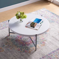Simplie Fun Coffee Table White Silver