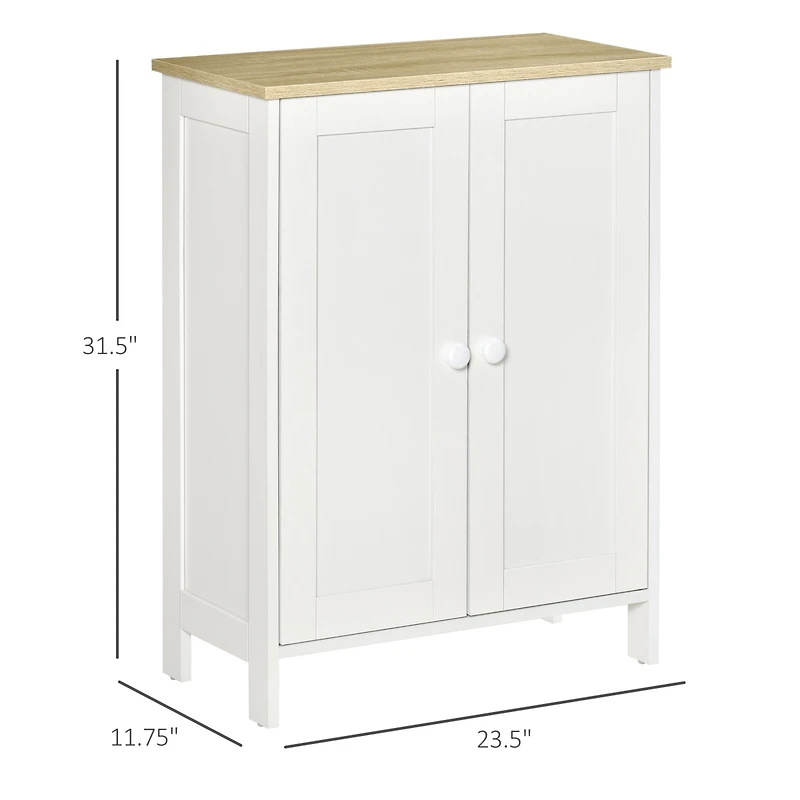 Homcom Modern Storage Cabinet Organizer 2-Door Cupboard w/ Adjustable Shelves, White