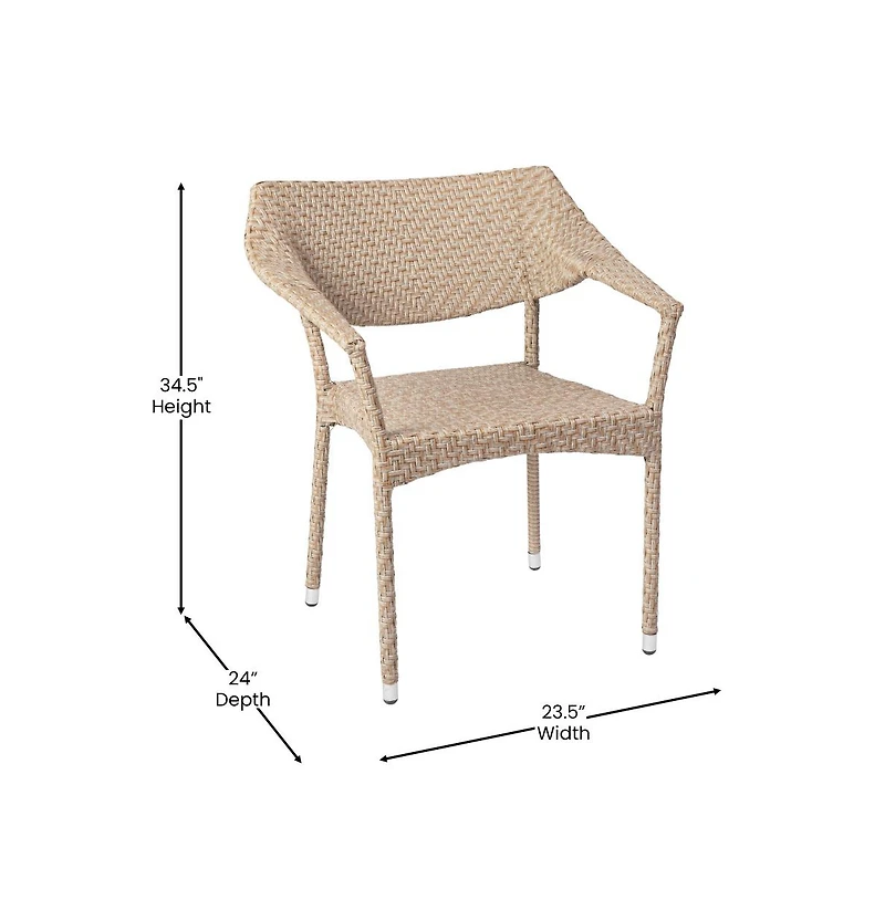 Merrick Lane Cheri Fade And Weather Resistant Modern Pe Rattan Patio Dining Chair With Reinforced Steel Frame