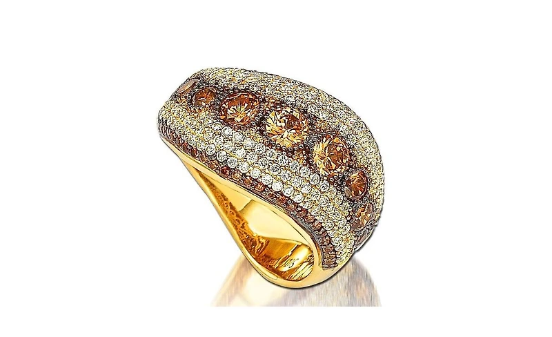 Suzy Levian Sterling Silver Cubic Zirconia 9 Stone Pave Ring