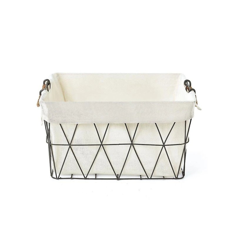 Home Outfitters S/3 Lined Tapered Rect Bins W/ Fold Down Binded Jute Handles, Gun Metal