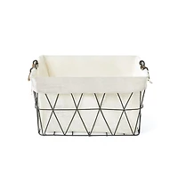 Home Outfitters S/3 Lined Tapered Rect Bins W/ Fold Down Binded Jute Handles, Gun Metal
