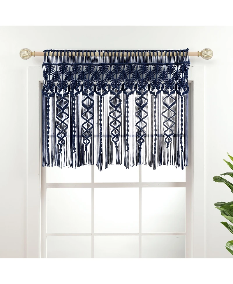 Lush Decor Boho Macrame Textured Cotton Valance/Kitchen Curtain/Wall Decor