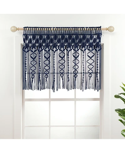 Lush Decor Boho Macrame Textured Cotton Valance/Kitchen Curtain/Wall Decor