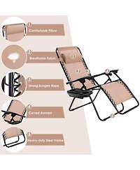 Slickblue Outdoor Folding Zero Gravity Reclining Lounge Chair with Utility Tray