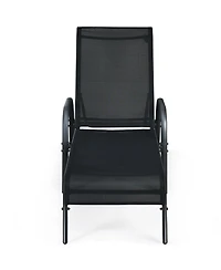 Slickblue 2 Pcs Outdoor Patio Lounge Chair Chaise Fabric with Adjustable Reclining Armrest