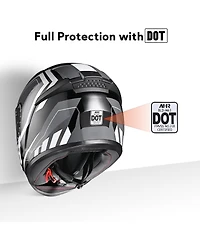 Ahr Run-F3 Full Face Motorcycle Helmet Dot Approved Removable Liner Street Bike S