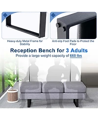 Waiting Room Bench Seating with Metal Frame Leg Upholstered Reception Bench