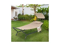 Slickblue Patio Hanging Chaise Lounge Chair with Canopy Cushion Pillow and Storage Bag