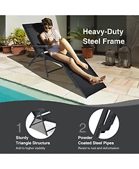 Slickblue 2 Pieces Foldable Chaise Lounge Chair with 2-Position Footrest