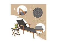 Slickblue 2 Pieces Patio Chaise Lounge and Table Set with 4-Level Adjustable Backrest