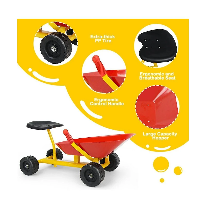 Slickblue 8" Heavy Duty Kids Ride-on Sand Dumper w/ 4 Wheels