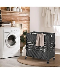 Slickblue 110L 2-Section Laundry Hamper with 2 Removable and Washable Liner Bags