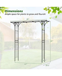 Slickblue 81 Inch Garden Arbor Metal Archway for Climbing Plants-Black