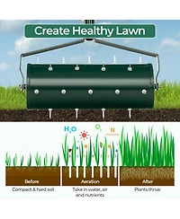 Slickblue Manual Lawn Aerator with Detachable Handle Filled Sand or Stone