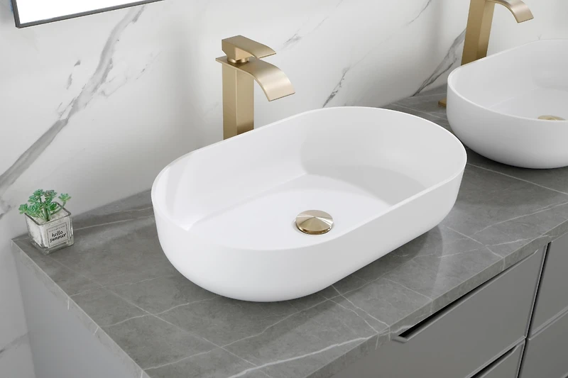 Streamdale Modern Oval White Vessel Bathroom Sink 24x14x5.5"