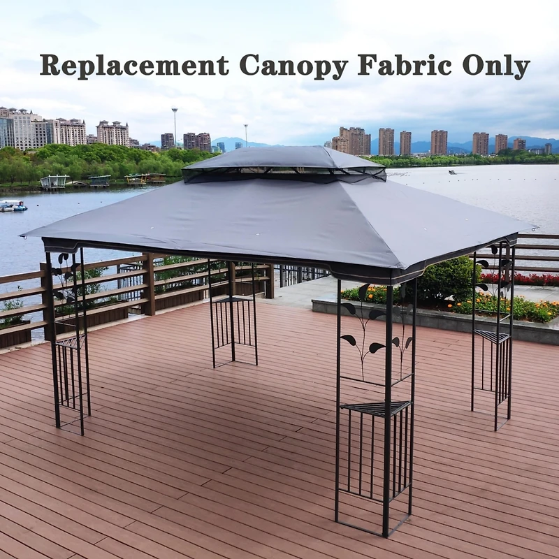 Streamdale 13 X 10FT Patio Double Roof Gazebo Replacement Canopy Top Fabric, Gray