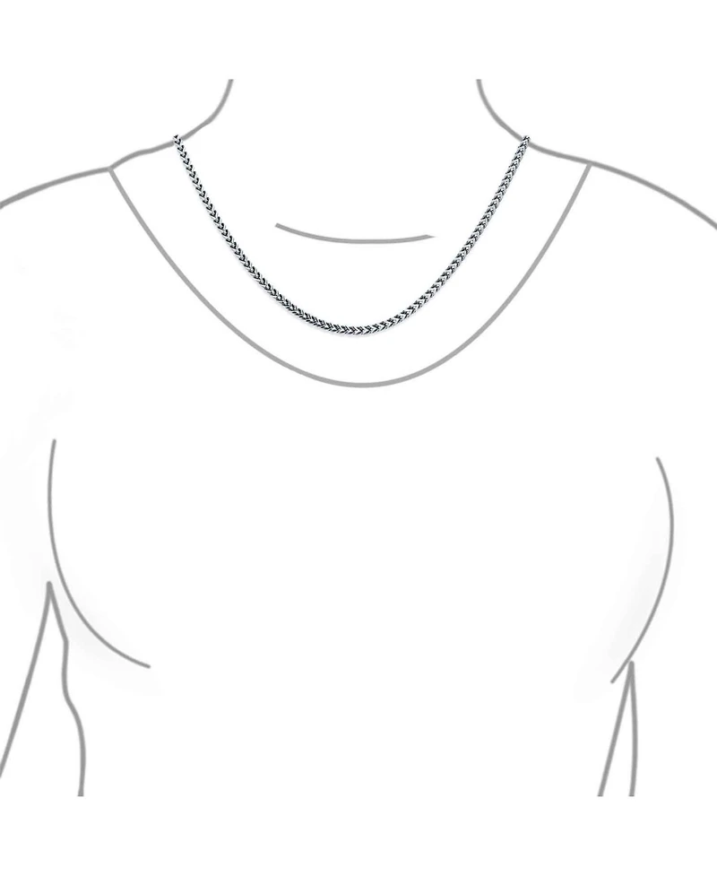 Bling Jewelry Heavy Duty Biker Jewelry Curb Wheat Link Foxtail Solid Chain Necklace Men Stainless Steel 5MM 30 Inch