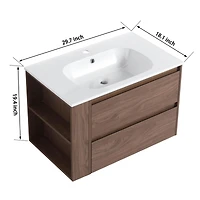 Streamdale 30" Wall Mounting Bathroom Vanity With Gel Sink