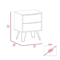 Streamdale Augusta 2 Nightstand, Four Legs, Two Drawers