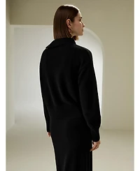 Lilysilk Women's Cashmere Sweater With Row of Side Buttons