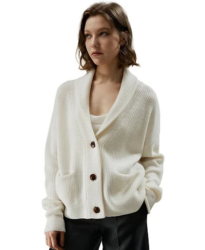Lilysilk Women's Wool Knit Shawl Collar Cardigan