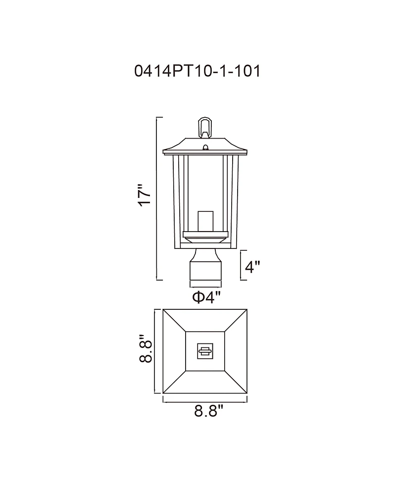 Cwi Lighting 17" Metal Winfield 1 Light Outdoor Lantern Head