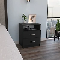 Streamdale Napoles Nightstand, Superior Top, Two Drawers, One Shelf - White