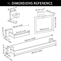 Streamdale 5-Piece Bathroom Accessory Set, Wall-Mount Stainless Steel