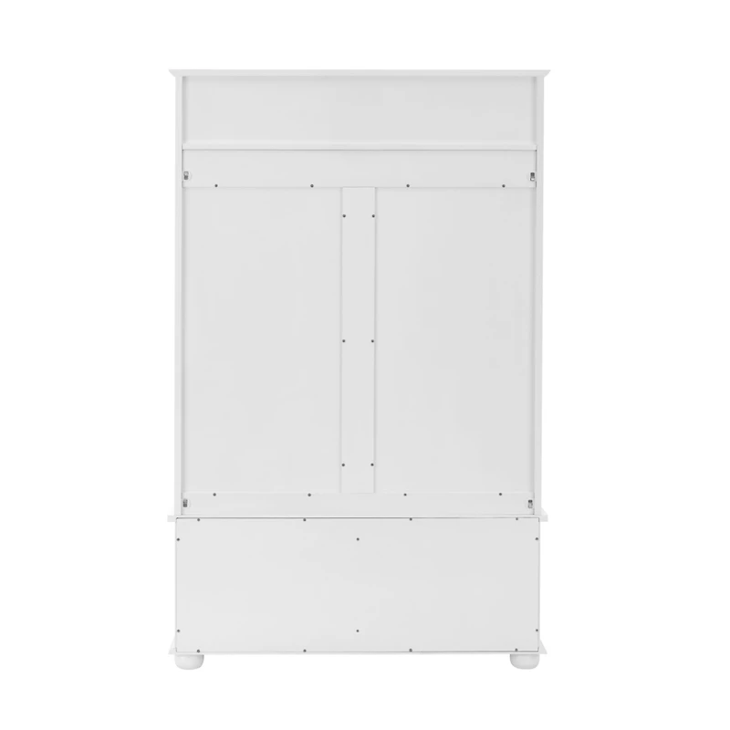 Simplie Fun Coastal Style White Hall Tree Bench with Shoe Cabinets