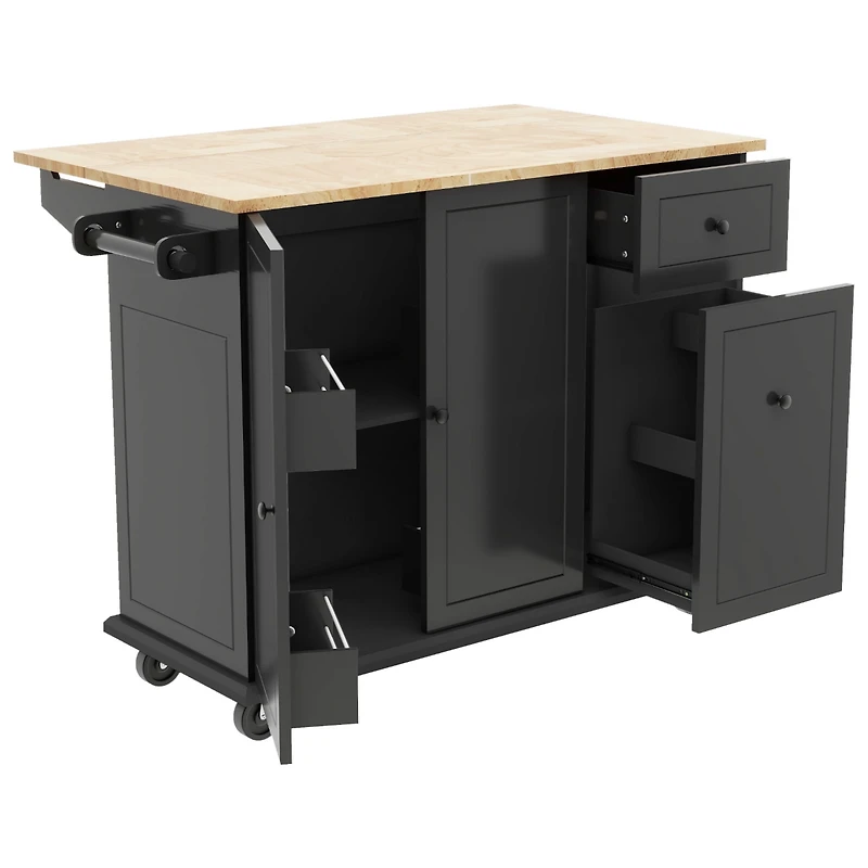 Streamdale Rolling Kitchen Cart with Drop Leaf & Storage