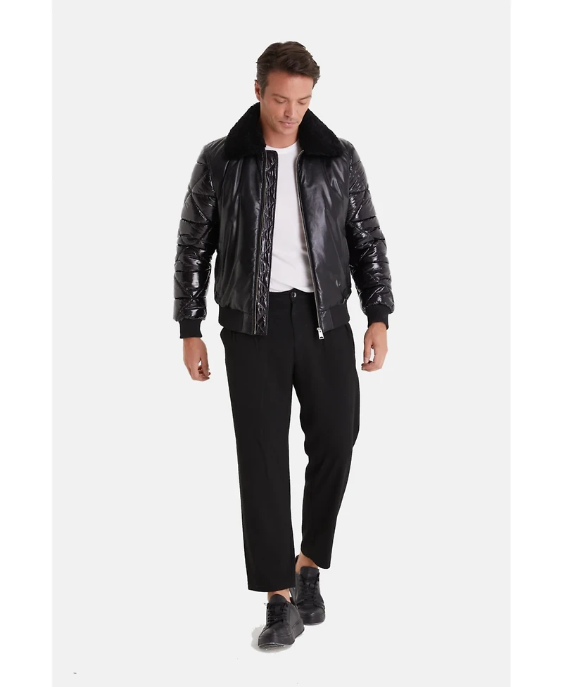 Furniq Uk Men's Quilted Jacket, Black