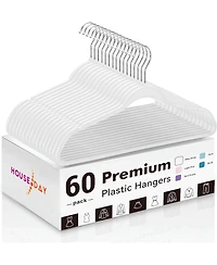 Plastic Hangers Extra Wide with 360° Swivel Hook White 60 Pack