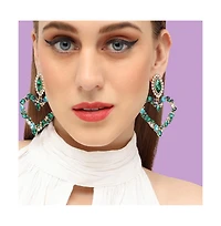 Sohi Women's Gold Stone Heart Drop Earrings
