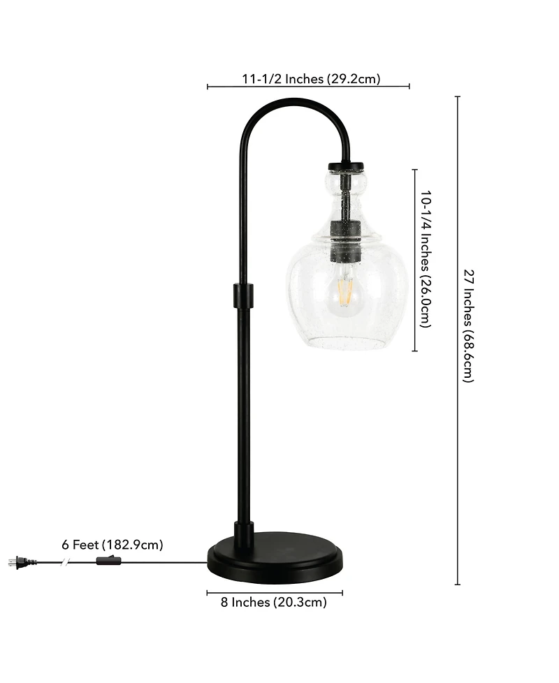 Hudson & Canal Verona 27" Tall Arc Table Lamp with Glass Shade